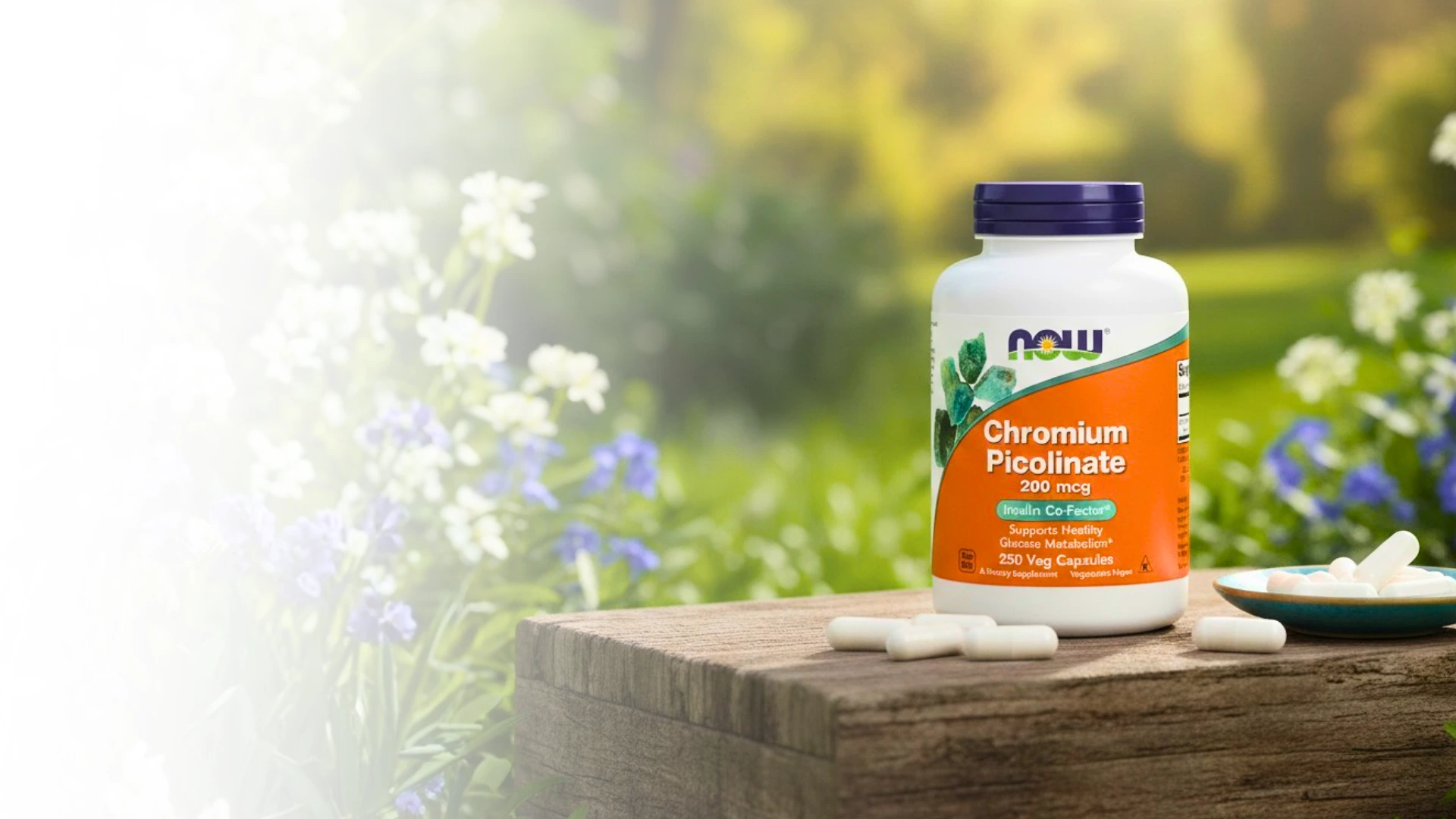 Chromium Picolinate 200 mcg NOW Foods – 250 gélules végétales pour soutien métabolique naturel