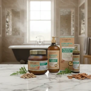 Pack Cheveux LUMA FOFO Karkar Oil – Shampooing, masque et sérum pour réparation intense