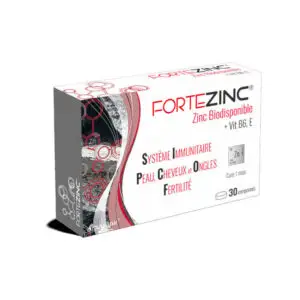 ForteZinc biodisponible pour soutenir l’immunité, la peau, les cheveux et les ongles.