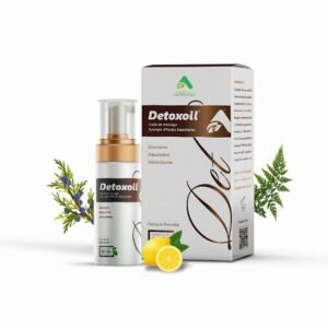 Flacon et boîte Detoxoil avec ingrédients naturels – Huile drainante, dépurative et détoxifiante | BioEkleel