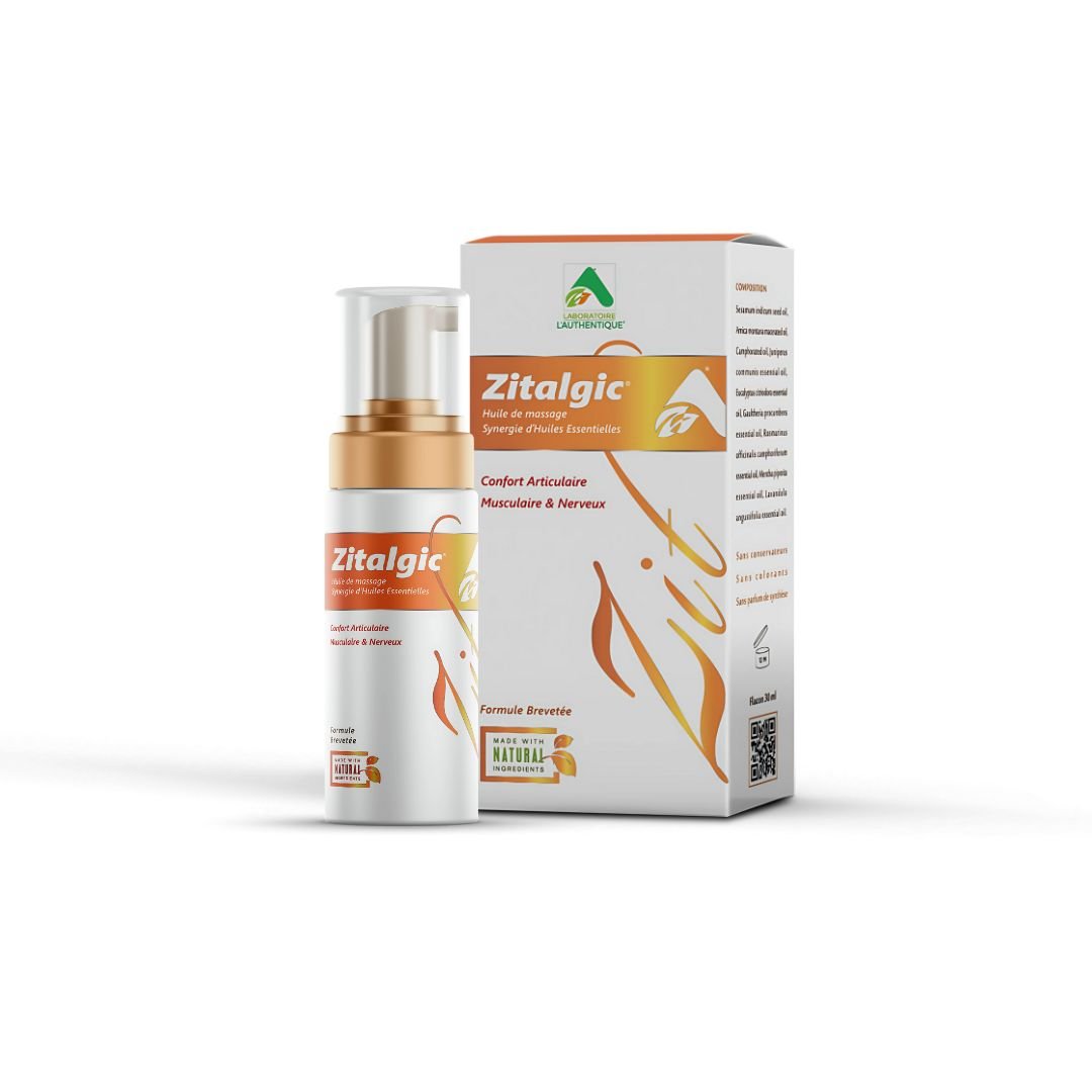 Flacon et boîte Zitalgic – Huile antidouleur naturelle pour douleurs articulaires, musculaires et nerveuses | BioEkleel