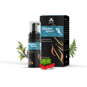 Flacon et boîte Zitalgic Sport avec ingrédients naturels – Huile antidouleur pour sportifs et récupération | BioEkleel