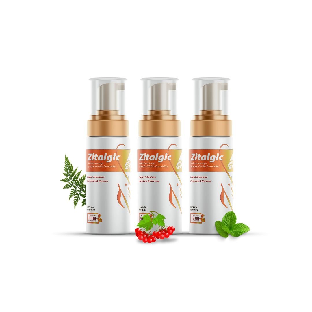Pack Zitalgic Senior - Trois flacons Zitalgic avec ingrédients naturels – Huile antidouleur pour articulations, muscles et nerfs | BioEkleel