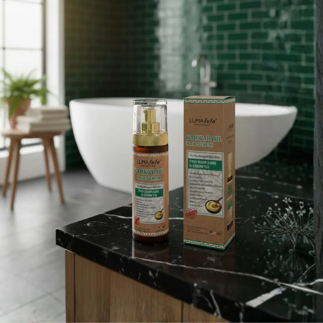 Sérum capillaire LUMA FOFO Karkar Oil avec sa boîte – Soin pour pousse, réparation et fortification des cheveux