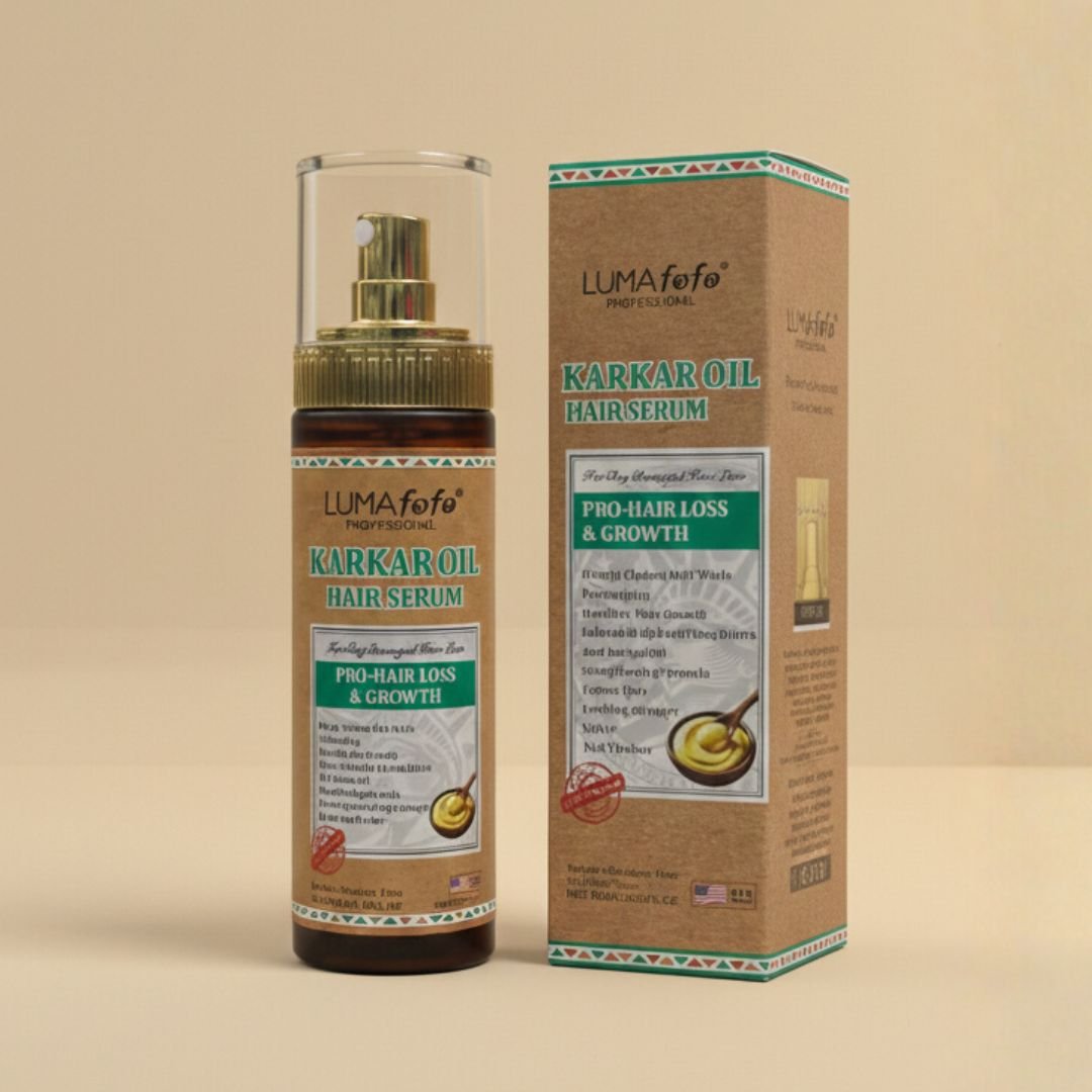Sérum capillaire LUMA FOFO Karkar Oil pour pousse et réparation, avec boîte