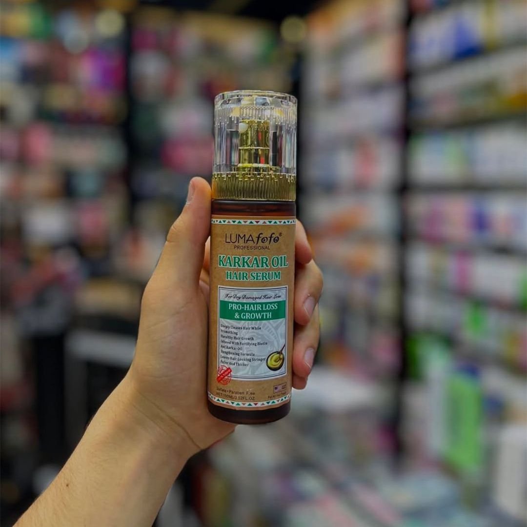 Sérum capillaire LUMA FOFO Karkar Oil pour pousse et réparation, avec boîte